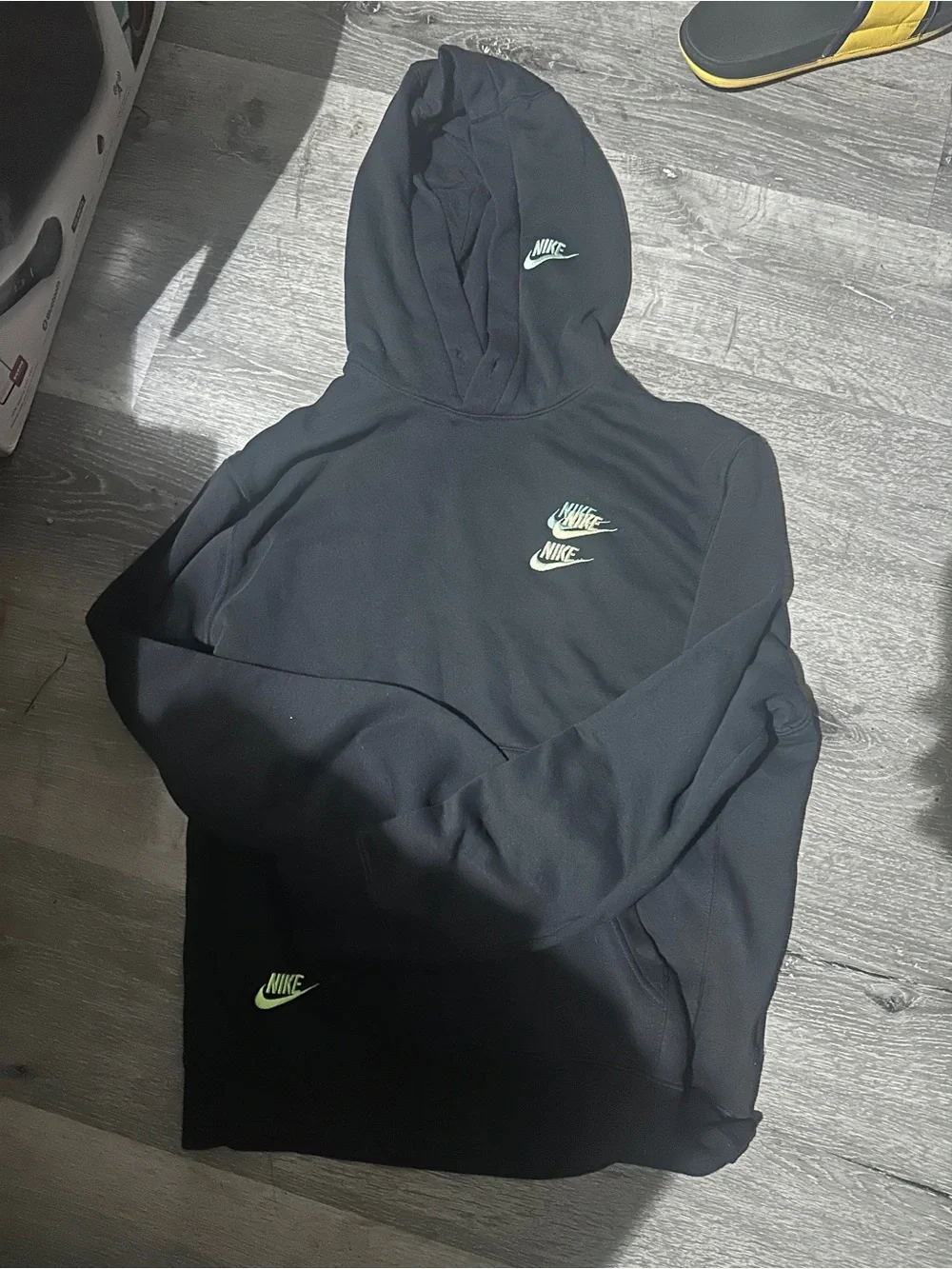 Nike Black Hoodie with Neon Green Logos
